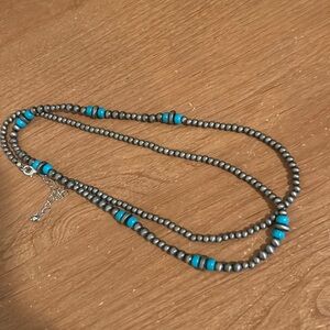 Pearl and turquoise necklace